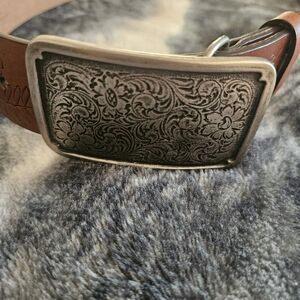 Faded Glory Metal Belt With Leather belt with Silver Studds